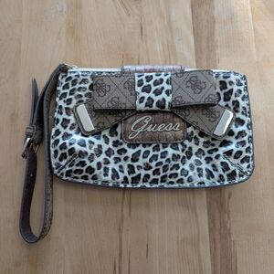Guess Leopard Print Wristlet Clutch